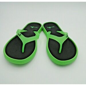 SANUK Ladies Side-walker Flipflop Size 9-9.5  Lime Green & black